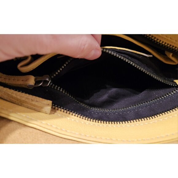 Sticks And Stones Pebbled Yellow Leather Crossbody Purse Rio In Sunflower - Picture 13 of 16